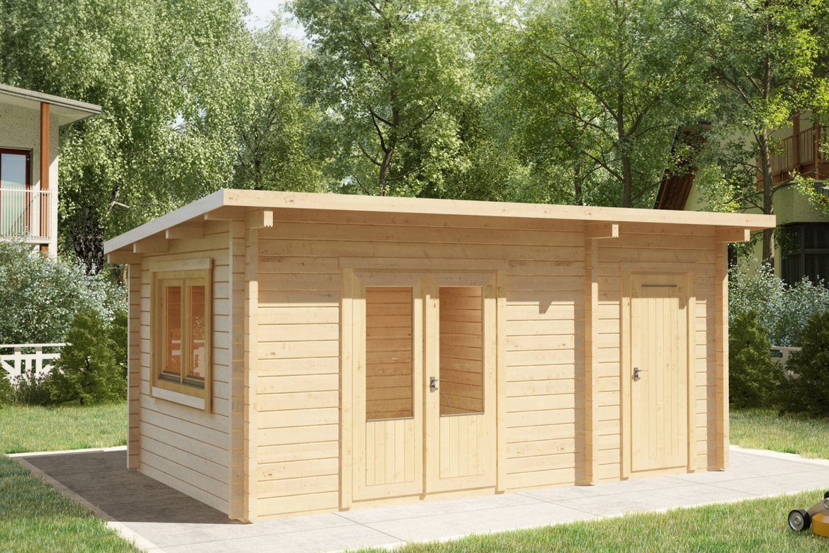 Summer House with Shed Super Tom 15m² / 44mm / 5 x 3 m